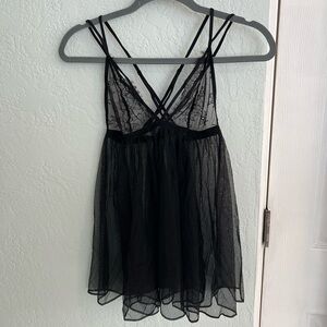 Victoria’s Secret black lace babydoll, size medium.